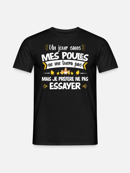 Poule, idée cadeau élevage de poules humour métier - T-shirt homme - noir