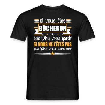 Bûcheron humour métier, bois, idée cadeau original - T-shirt homme - noir - Devant - AI Model Male 178 light (178cm)