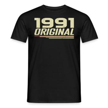 Né en 1991 Vintage 1991 Anniversaire Rétro 1991 - T-shirt homme - noir - Devant - AI Model Male 178 light (178cm)