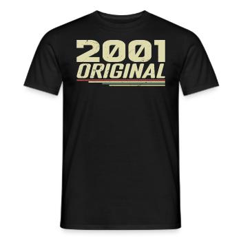 Né en 2001 Vintage 2001 Anniversaire Rétro 2001 - T-shirt homme - noir - Devant - AI Model Male 178 light (178cm)