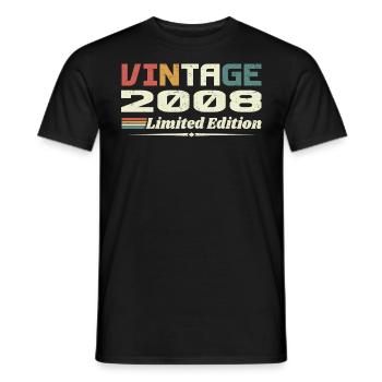 Vintage 2008 Gift 2008 Retro Birthday 2008 - Men's T-Shirt - black - Front - AI Model Male 178 light (178cm)