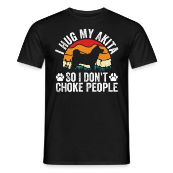 Ich umarme meinen Akita, damit ich die Leute nicht ersticke - Männer T-Shirt - Schwarz - Vorne - AI Model Male 178 light (178cm)