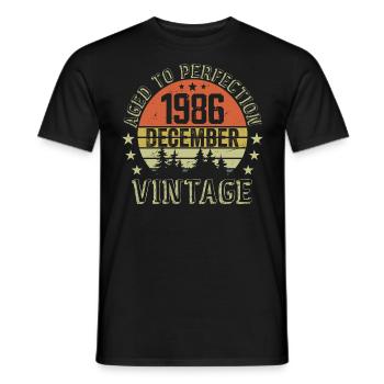 Retro Birthday Gift - Born In December 1986 - Men's T-Shirt - black - Front - AI Model Male 178 light (178cm)