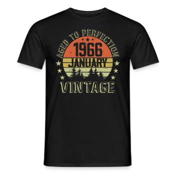 Nées En Janvier Cadeau D'anniversaire Janvier 1966 - T-shirt homme - noir - Devant - AI Model Male 178 light (178cm)