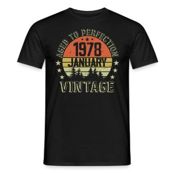 Geboren im Januar, Geburtstagsgeschenk Januar 1978 - Männer T-Shirt - Schwarz - Vorne - AI Model Male 178 light (178cm)
