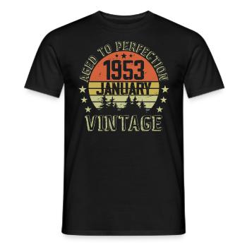 Born In January Birthday Gift January 1953 - Men's T-Shirt - black - Front - AI Model Male 178 light (178cm)