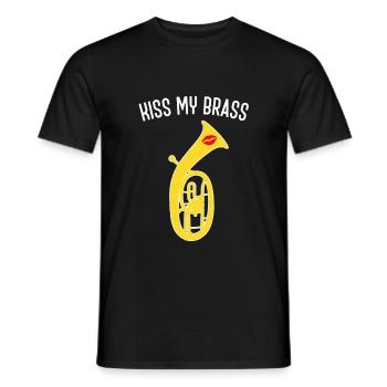 Drôle de ténor design Kiss my brass, Musique de soufflage - T-shirt homme - noir - Devant - AI Model Male 178 light (178cm)