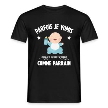 Parfois je vomis comme parrain quand je bois trop - T-shirt homme - noir - Devant - AI Model Male 178 light (178cm)