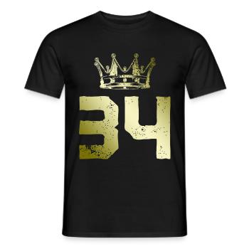 34 Cijfer kroon - Heren T-shirt - zwart - Voor - AI Model Male 178 light (178cm)