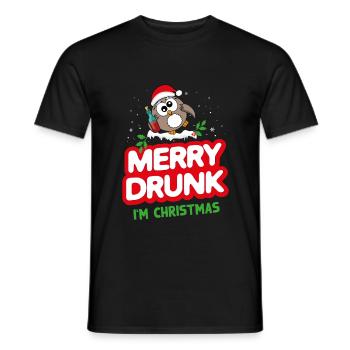 Celebrating Christmas drunk wine funny sayings - Men's T-Shirt - black - Front - AI Model Male 178 light (178cm)
