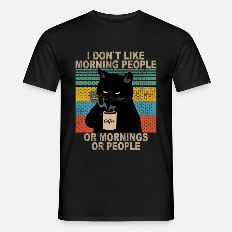 Lustiges Morgenmuffel Katzen Kaffee Design - Männer T-Shirt - Schwarz