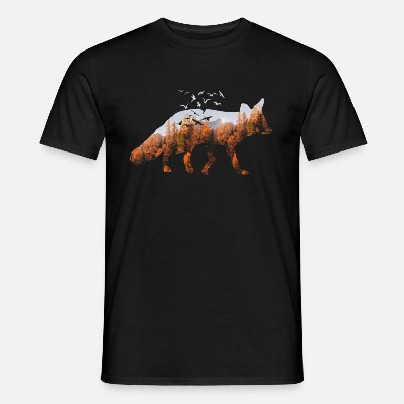 Fuchs Wald Naturschutz - Männer T-Shirt - Schwarz