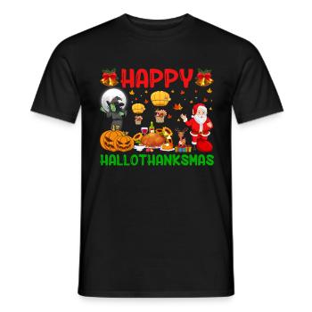 Halloween citrouille Thanksgiving Noël Père Noël - T-shirt homme - noir - Devant - AI Model Male 178 light (178cm)