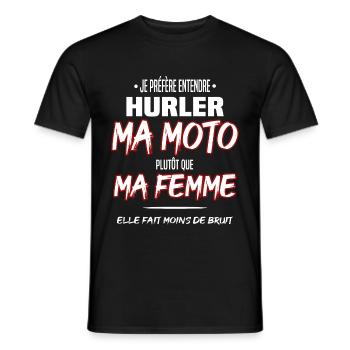 moto et femme - T-shirt homme - noir - Devant - AI Model Male 178 light (178cm)