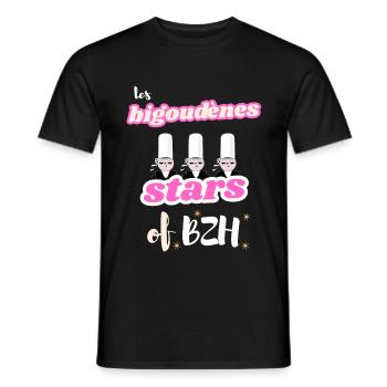 The Bigoudènes STARS of Brittany - Men's T-Shirt - black - Front - AI Model Male 178 light (178cm)