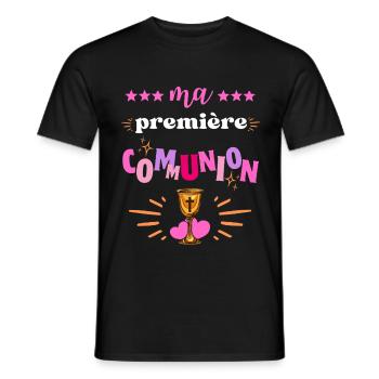 Ma Premiere Communion Fille - T-shirt homme - noir - Devant - AI Model Male 178 light (178cm)