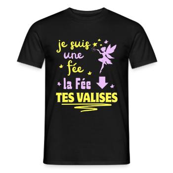 je suis une fée la fée tes VALISES - T-shirt homme - noir - Devant - AI Model Male 178 light (178cm)