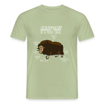 Musk Ox Anatomy Gift - Men's T-Shirt - sage - Front - AI Model Male 178 light (178cm)