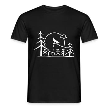Wolf wildnis cadeau forêt lune nature sauvage roches - T-shirt homme - noir - Devant - AI Model Male 178 light (178cm)