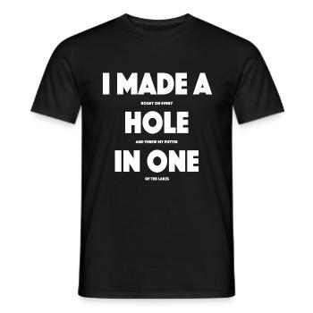 Disc golf, disc golf, golf, hole in one, funny - Men's T-Shirt - black - Front - AI Model Male 178 light (178cm)