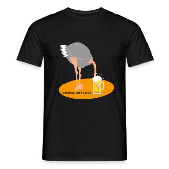 La tête dans le sable (Édition bière autruche) - T-shirt homme - noir - Devant - AI Model Male 178 light (178cm)