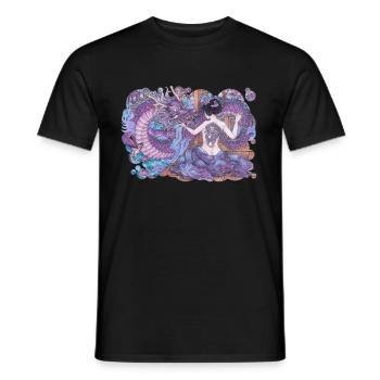 Geisha im Asia Style Manga Japan mit Drache Tattoo - Männer T-Shirt - Schwarz - Vorne - AI Model Male 178 light (178cm)