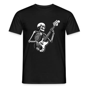 Squelette avec guitare basse. Conception de basses cool - T-shirt homme - noir - Devant - AI Model Male 178 light (178cm)