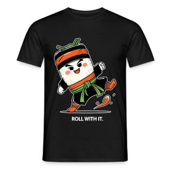 Sushi-Kämpfer mit Karategürtel - Männer T-Shirt - Schwarz - Vorne - AI Model Male 178 light (178cm)