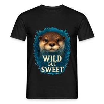 Wild but Sweet – Cool Otter - Men's T-Shirt - black - Front - AI Model Male 178 light (178cm)