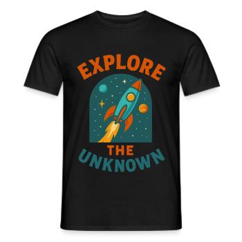 Rocket in Space - Explore the Unknown - Men's T-Shirt - black - Front - AI Model Male 178 light (178cm)