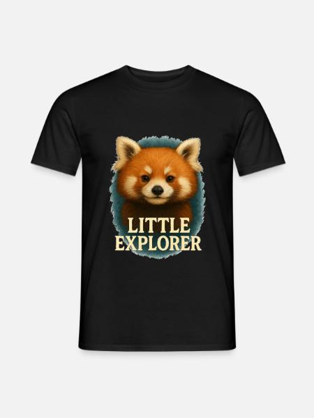 Little Explorer – Cute Watercolor Red Panda Motif - Men's T-Shirt - black