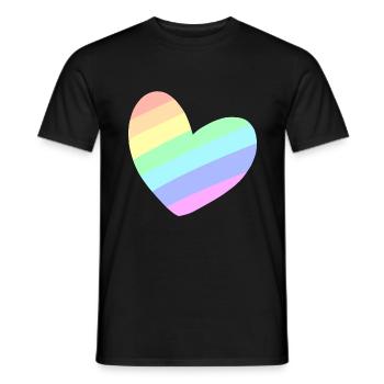 Coeur d'arc-en-ciel pastel - T-shirt homme - noir - Devant - AI Model Male 178 light (178cm)