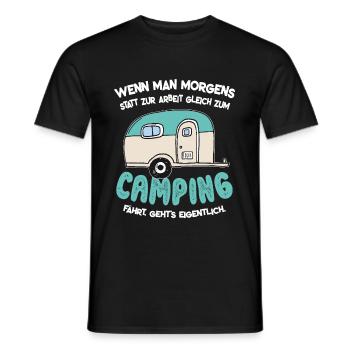 Funny camping holiday travel caravan gift - Men's T-Shirt - black - Front - AI Model Male 178 light (178cm)