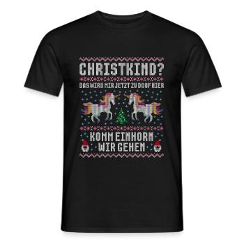 Komm Einhorn wir gehen Weihnachten Ugly Christmas - Männer T-Shirt - Schwarz - Vorne - AI Model Male 178 light (178cm)