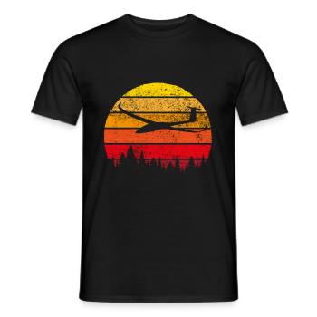Vintage Sunset Segelflieger Segelfliegen Pilot - Männer T-Shirt - Schwarz - Vorne - AI Model Male 178 light (178cm)
