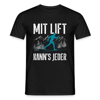 Mit Lift kann's jeder Langläufer Langlauf Spruch - Männer T-Shirt - Schwarz - Vorne - AI Model Male 178 light (178cm)