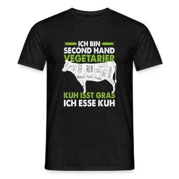 Second Hand Vegetarier Beef-Cuts Anti-Vegan Essen - Männer T-Shirt - Schwarz - Vorne - AI Model Male 178 light (178cm)