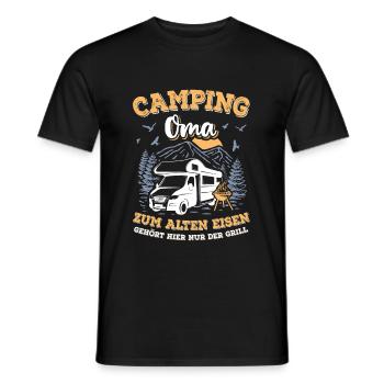 Camper Oma Camping Wohnmobil Urlaub Berge Grill - Männer T-Shirt - Schwarz - Vorne - AI Model Male 178 light (178cm)