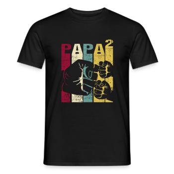 Papa Père de 2 enfants Jumeaux Fils Fille - T-shirt homme - noir - Devant - AI Model Male 178 light (178cm)