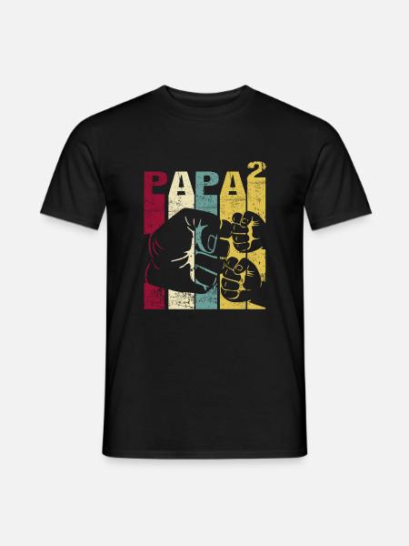 Papa Padre di 2 bambini Gemelli Figli Ragazza - T-shirt uomo - nero