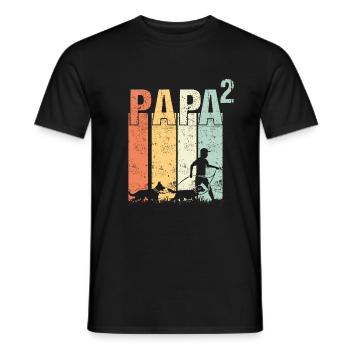 Hundepapa Dad Papa Vater mit 2 zwei Hunde Hunden - Männer T-Shirt - Schwarz - Vorne - AI Model Male 178 light (178cm)