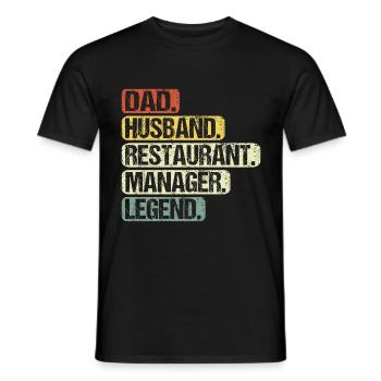 Hotel and Restaurant Manager Papa Husband Saying - Men's T-Shirt - black - Front - AI Model Male 178 light (178cm)