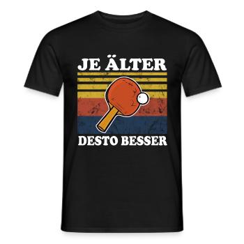 Je älter desto Bester Tischtennis Spruch old alt - Männer T-Shirt - Schwarz - Vorne - AI Model Male 178 light (178cm)