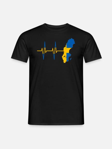 Herzschlag Schweden- Puls, Schwedisch, Geschenk - Männer T-Shirt - Schwarz