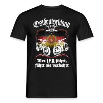 Ostmoped DDR Wer IFA fährt, fährt nie verkehrt VEB - Männer T-Shirt - Schwarz - Vorne - AI Model Male 178 light (178cm)