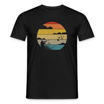 Vintage-Retro-Entenj�ger Mann Sonnenuntergangsjagd - Männer T-Shirt - Schwarz - Vorne - AI Model Male 178 light (178cm)