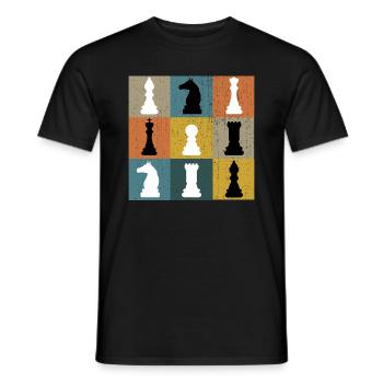 Joueur d'échecs art échiquier rétro vintage cadeau - T-shirt homme - noir - Devant - AI Model Male 178 light (178cm)