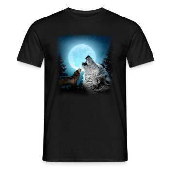 W�lfe heulen den Mondwald-Wolf-Liebhaber an - Männer T-Shirt - Schwarz - Vorne - AI Model Male 178 light (178cm)