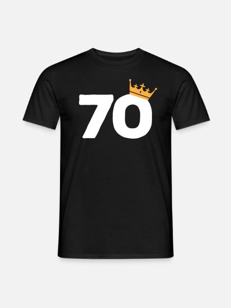 70th birthday number crown man woman gift - Men's T-Shirt - black