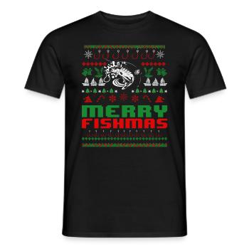Fr�hliche Fische H�ssliche Weihnachten Fischer - Männer T-Shirt - Schwarz - Vorne - AI Model Male 178 light (178cm)